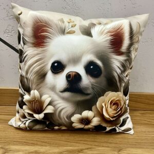 Poduszka Chihuahua, hipoalergiczna, dekoracyjna, dwustronna z wypełnieniem, 40 x 40 cm