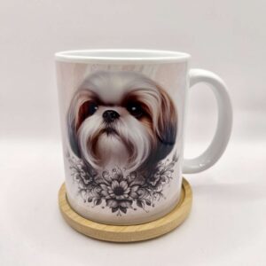Kubek z Shih tzu 330 ml z bambusową podkładką