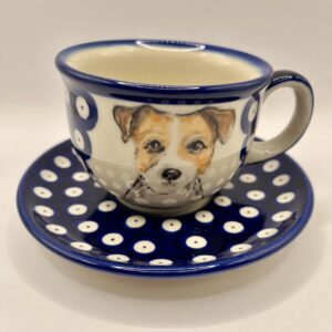 Filiżanka Bolesławiec z Jack Russell terrier – ręcznie malowana ceramika 250 ml