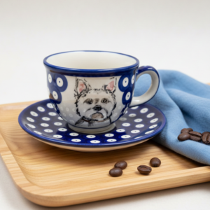 Filiżanka Bolesławiec z West Highland – ręcznie malowana ceramika 250 ml