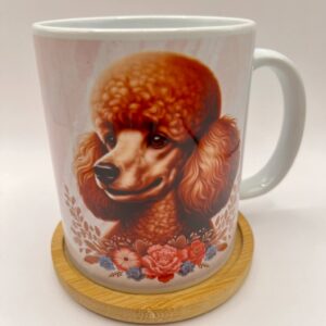 Kubek ceramiczny z Pudlem 330 ml z bambusową podkładką 