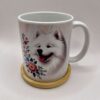 kubek samoyed z bambusową podkładką