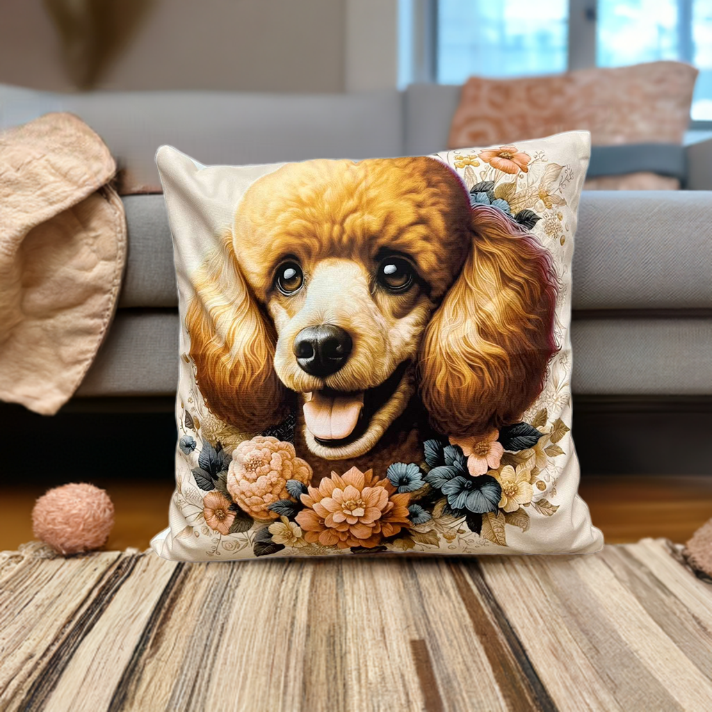 Poduszka z pudlem 45 x 45 cm krótki plusz