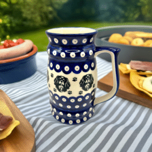 Kufel ceramiczny Bolesławiec 0,9 l z Cavalierem – ręcznie malowany, unikatowy wzór / Cavalier Premium Line