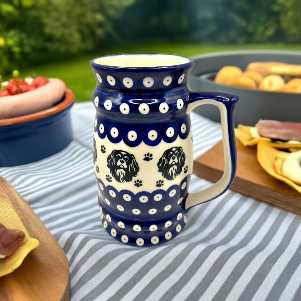 Kufel ceramiczny Bolesławiec 0,9 L z cavalierem