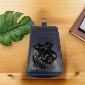 Etui na klucze z grawerem Sznaucera – 12,5 × 7,5 cm, 3 kieszonki