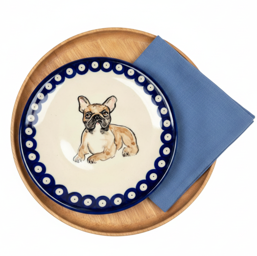 Talerz Art Buldog Francuski Bolesławiec 18,5 cm
