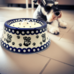 Ceramiczna bolesławiecka miska dla psa – Sznaucer – 450 ml / Premium Line