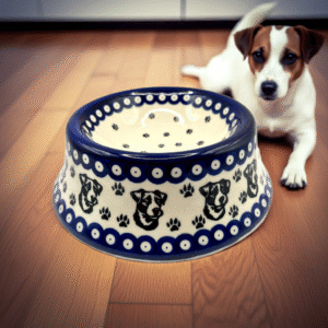 Ceramiczna bolesławiecka miska dla psa – Jack Russell – 450 ml / Premium Line