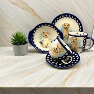 Miska Bolesławiec z Golden Retriever ceramika Bolesławiec 420 ml / Art Line