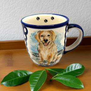 Kubek ceramiczny Bolesławiec z Golden Retriever 320 ml / Art Line