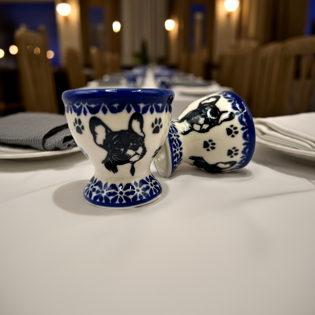 Kieliszek ceramiczny Bolesławiec z motywem Buldoga Francuskiego