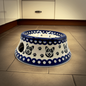 Ceramiczna bolesławiecka miska dla psa – Welsh Corgi – 450 ml / Premium Line