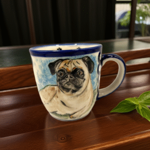 Kubek ceramiczny Bolesławiec z Mopsem 320 ml / Art Line