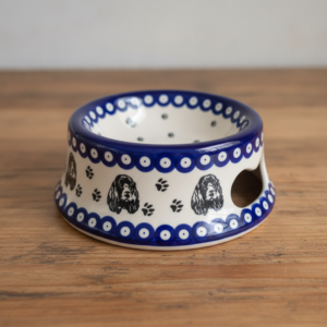 Ceramiczna bolesławiecka miska dla psa – Cocker Spaniel – 450 ml – wersja outletowa