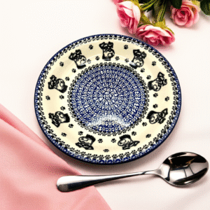 Talerz obiadowy głęboki – Bolesławiec ze Sznaucerem duży 22,5 cm / Premium Line