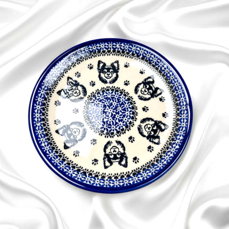 Talerz deserowy Bolesławiec z Chihuahua 18,5 cm / Premium Line – wersja outletowa