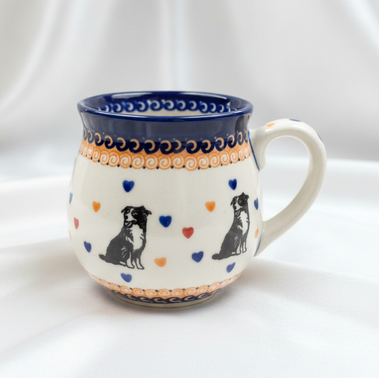 Kubek Bolesławiec z Border Collie 450 ml / Joy Line - wersja outletowa