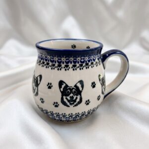 Kubek Bolesławiec z Welsh Corgi 450 ml / Premium Line – wersja outletowa