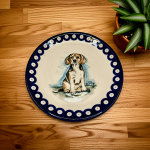 Talerz z psem Beagle ceramika Bolesławiec 18,5 cm / Art Line