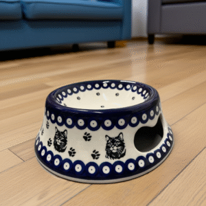 Ceramiczna bolesławiecka miska dla kota – 450 ml / Premium Line