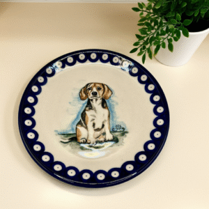 Talerz z psem Beagle ceramika Bolesławiec 18,5 cm / Art Line