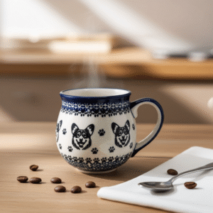 Kubek z Corgi – Bolesławiec 350 ml | Premium Line