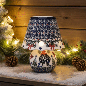 Lampion ceramiczny Bolesławiec – Jamnik, ręcznie malowany (15 cm)