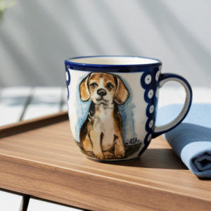 Kubek ceramiczny Bolesławiec z Beaglem 320 ml / Art Line
