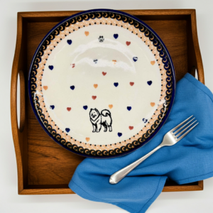 Talerz deserowy Bolesławiec z Samoyedem 18,5 cm – Joy Line
