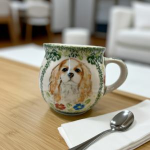 Kubek Bolesławiec 350 ml Cavalier King Charles Spaniel – ręcznie malowana – Art Line