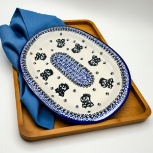 Półmisek owalny Bolesławiec ze Sznaucerem 29 cm – Premium Line