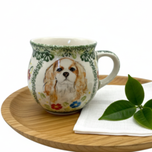 Kubek Bolesławiec 350 ml Cavalier King Charles Spaniel – ręcznie malowana – Art Line
