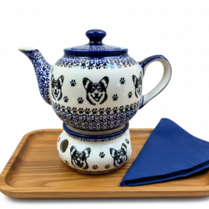 Czajnik z podgrzewaczem Bolesławiec z Welsh Corgi 0,9 L – Premium Line