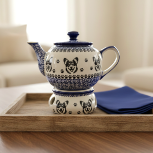 Czajnik z podgrzewaczem Bolesławiec z Welsh Corgi 0,9 L – Premium Line