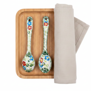 Łyżeczka ceramiczna Bolesławiec Art Line – kwiatowy wzór